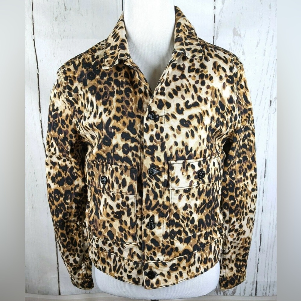 LuLaRoe Leopard Print Kenny Denim Jacket 2XL